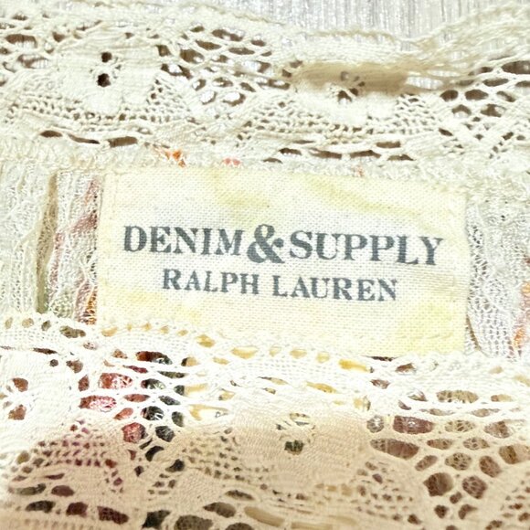 Denim & Supply Ralph Lauren Women's Blouse XS Floral Lace Romantic Cottagecore - Picture 4 of 8